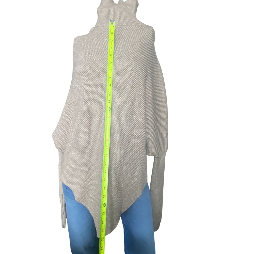 update Beige Ribbed Turtleneck Poncho Sweater Womens XL High Low Hem